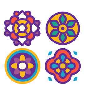 手绘壮锦花纹