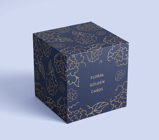 深蓝花纹化妆品盒样机