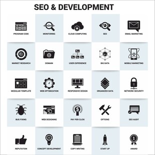 SEO与开发相关图标集合