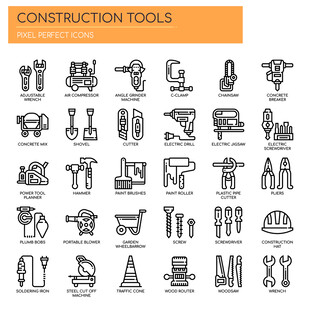 建筑施工工具图标集合