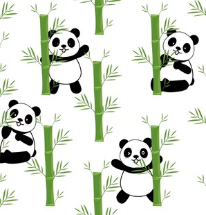 熊猫与竹子的可爱图案
