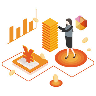 商务人士与金融数据元素