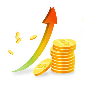 财富增长金币与上升箭头