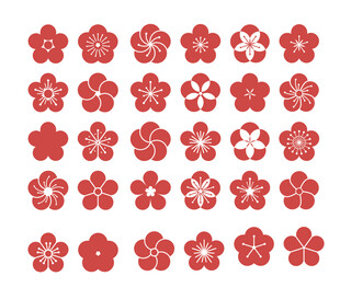 红色花朵图案集合