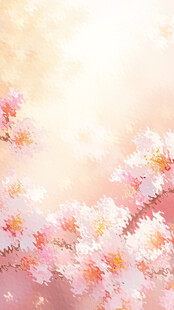 浪漫粉色樱花绽放美景油画涂鸦