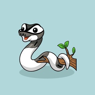 卡通蛇盘在树枝上
