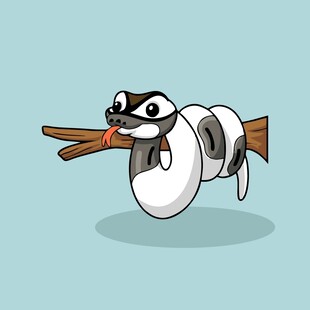 卡通松鼠叼着树枝