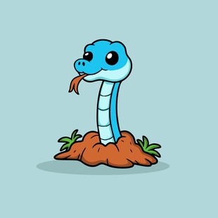 可爱蓝蛇吐信子