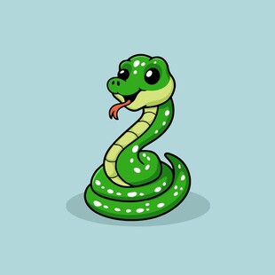 可爱绿蛇卡通形象