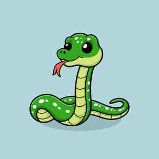 可爱绿蛇吐信子