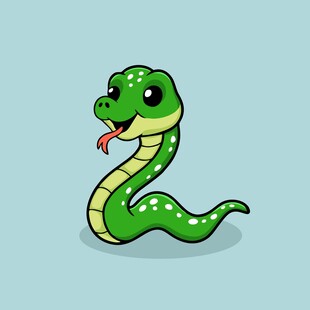 可爱卡通绿蛇吐信子