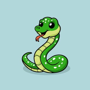 可爱卡通绿蛇吐信子