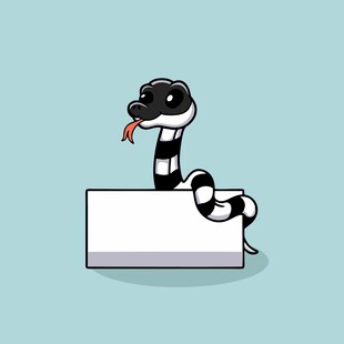 卡通蛇盘绕在空白标牌上