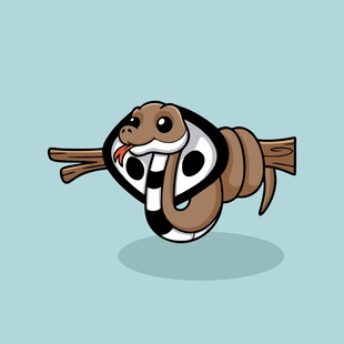 卡通松鼠咬着树枝