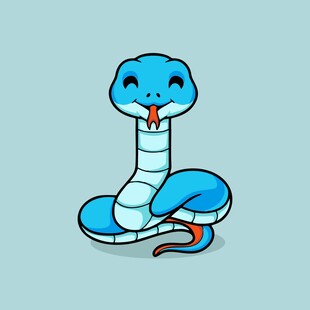可爱蓝色卡通蛇形象
