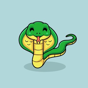 可爱卡通绿蛇吐信子