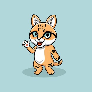 可爱招手猫咪卡通形象