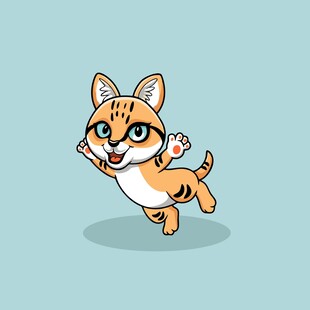 跳跃的可爱卡通小猫