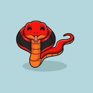 卡通红色眼镜蛇形象