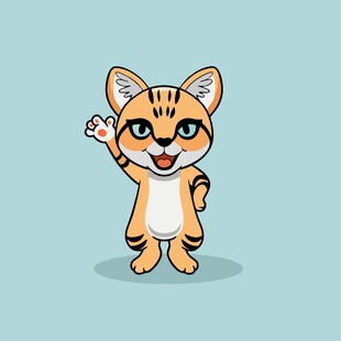 可爱招手小猫