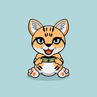 可爱小猫咪抱着绿植