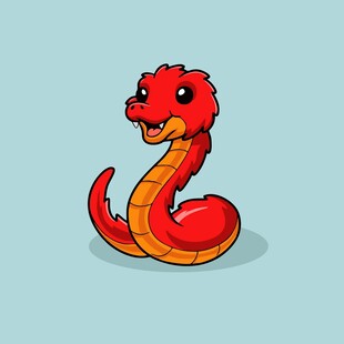 可爱红色卡通蛇形象