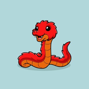 可爱红色卡通蛇形象