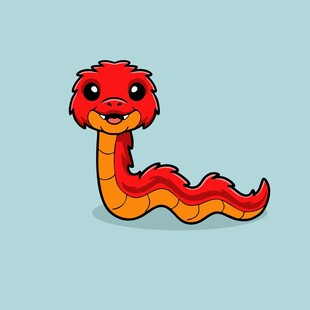 可爱卡通红蛇形象