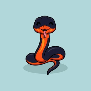 可爱卡通黑红相间小蛇