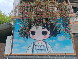 墙绘可爱女孩