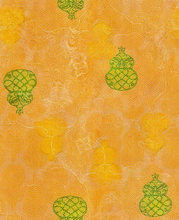 橙底黄绿图案精美织物