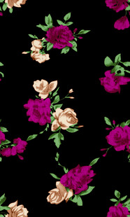 黑色背景上的多彩花卉图案