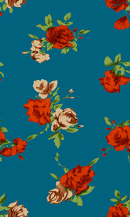 蓝色底花卉图案