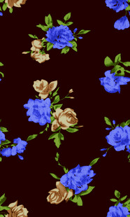 深色底蓝玫瑰花卉图案