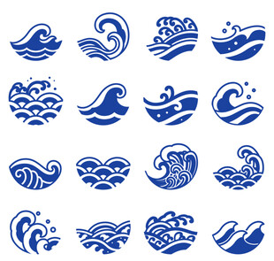 中式传统海浪纹图案集合