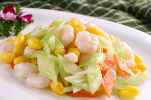 蔬菜虾仁玉米拼盘