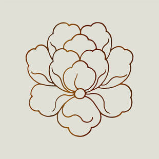 金色线条勾勒的优雅牡丹花