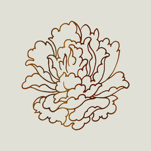 简约线条优雅装饰花纹牡丹花