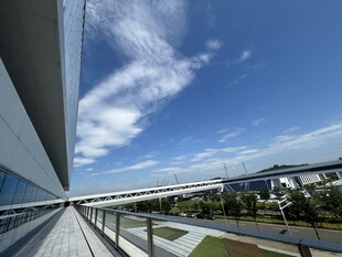 现代建筑外的开阔天空景观