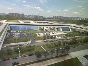 现代建筑园区鸟瞰景观