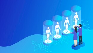 未来科技展示中的透明罩人物