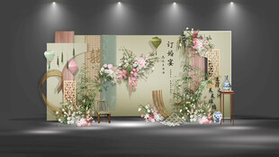 浪漫花卉主题婚礼背景墙