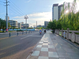城市街道旁的宁静人行道