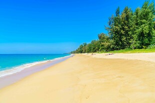 美丽沙滩与碧海绿树