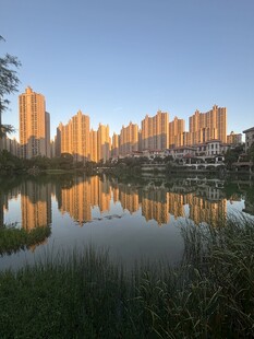 湖畔城市风光