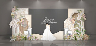 香槟色法式婚礼舞台背景