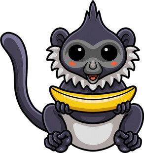卡通猴子抱香蕉