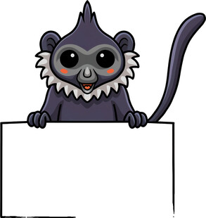 可爱小猴持空白标牌