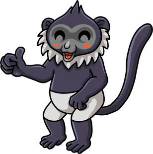 可爱黑猴卡通形象竖大拇指