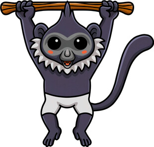 挂在木棍上的可爱小猴子